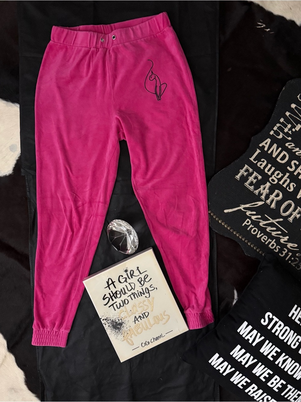 Baby Phat Hot Pink Velour Jogger Pants